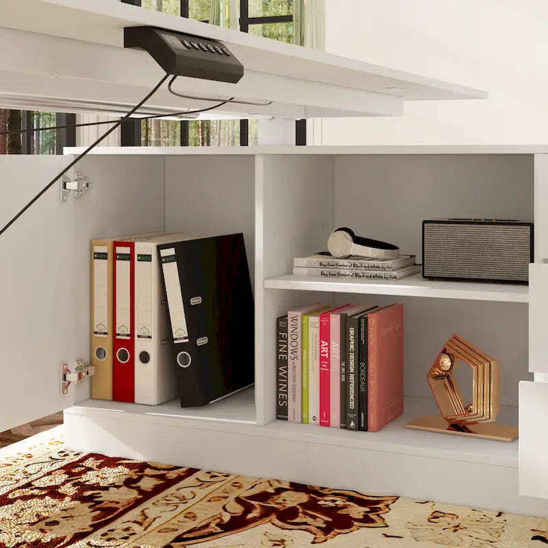 Solution de bureau : Bureau assis-debout électrique réglable en hauteur 63 cm, blanc