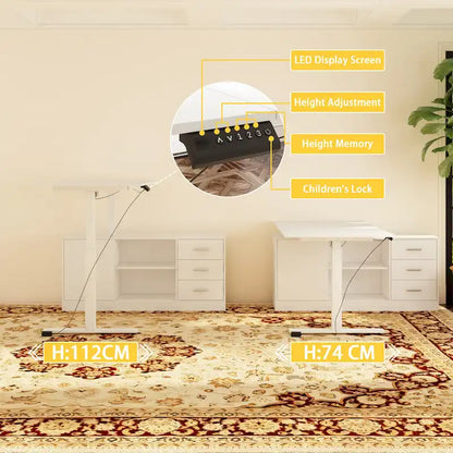 Solution de bureau : Bureau assis-debout électrique réglable en hauteur 63 cm, blanc