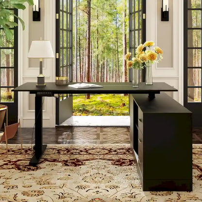 Solution de bureau : Bureau assis-debout électrique réglable en hauteur 63 cm, blanc