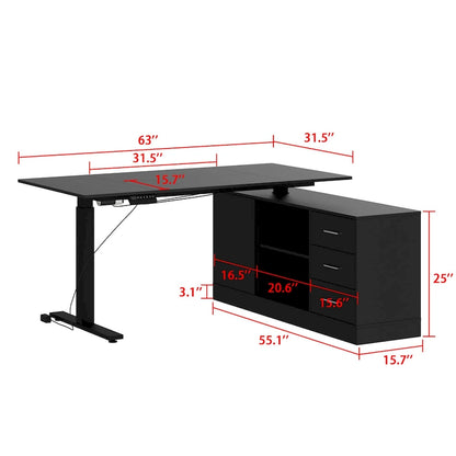 Solution de bureau : Bureau assis-debout électrique réglable en hauteur 63 cm, blanc