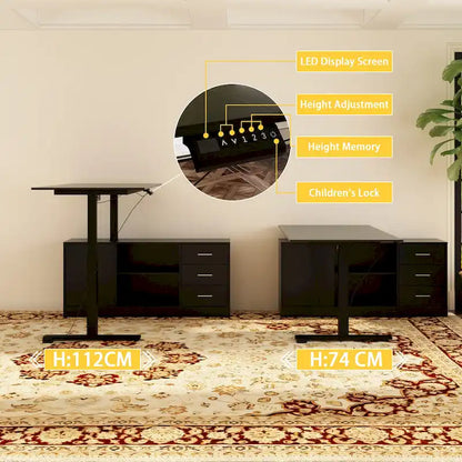 Solution de bureau : Bureau assis-debout électrique réglable en hauteur 63 cm, blanc