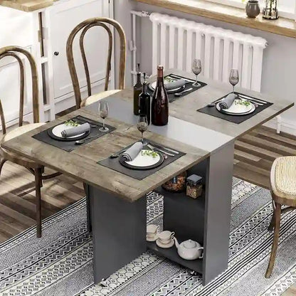 Table de salle à manger pliante à 6 roues avec abattants