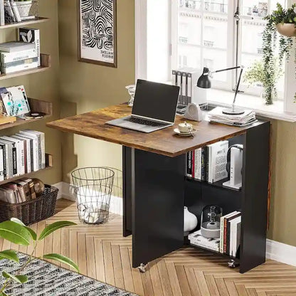 Table de salle à manger pliante à 6 roues avec abattants