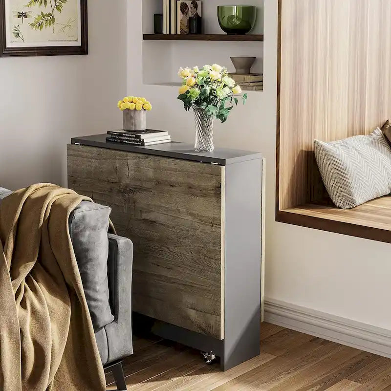 Table de salle à manger pliante à 6 roues avec abattants