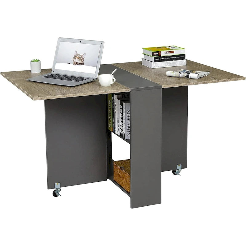 Table de salle à manger pliante à 6 roues avec abattants