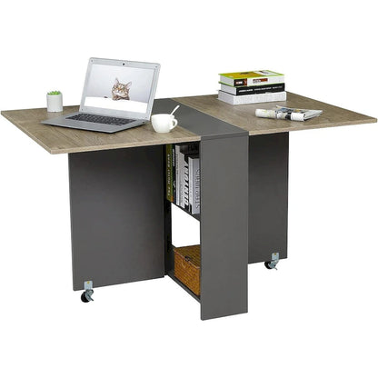 Table de salle à manger pliante à 6 roues avec abattants