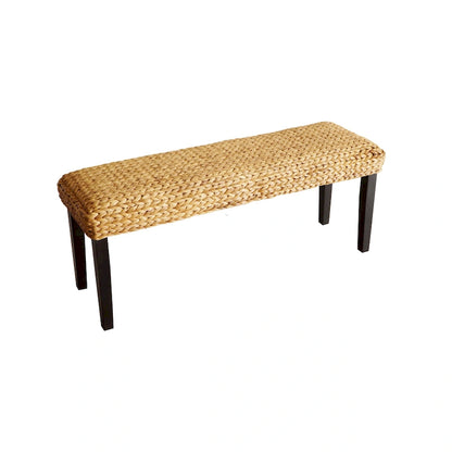 Banc d'intérieur M4H Sultan en bois massif et jacinthe d'eau naturelle