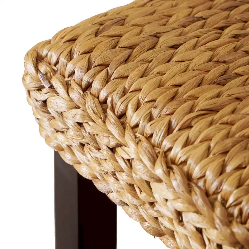 Banc d'intérieur M4H Sultan en bois massif et jacinthe d'eau naturelle