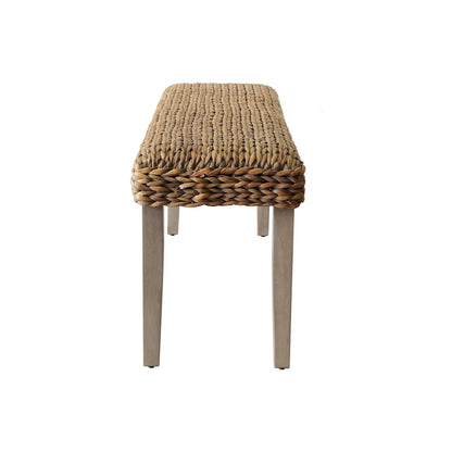 Banc d'intérieur M4H Sultan en bois massif et jacinthe d'eau naturelle