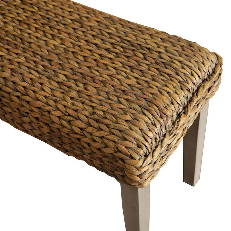 Banc d'intérieur M4H Sultan en bois massif et jacinthe d'eau naturelle