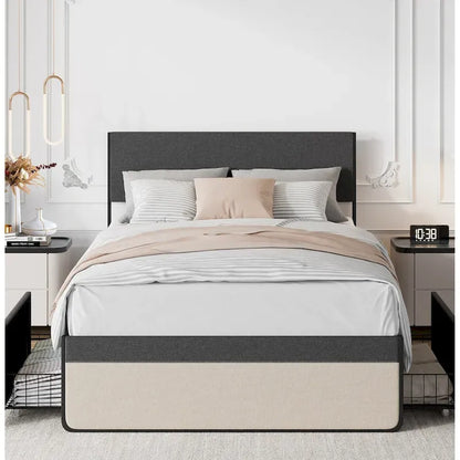 Upholstered Platform Bed Frame with 2 Storage Drawers