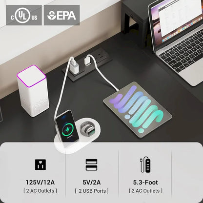 Bureau double pour deux personnes, bureau gaming LED, 2 étagères de rangement