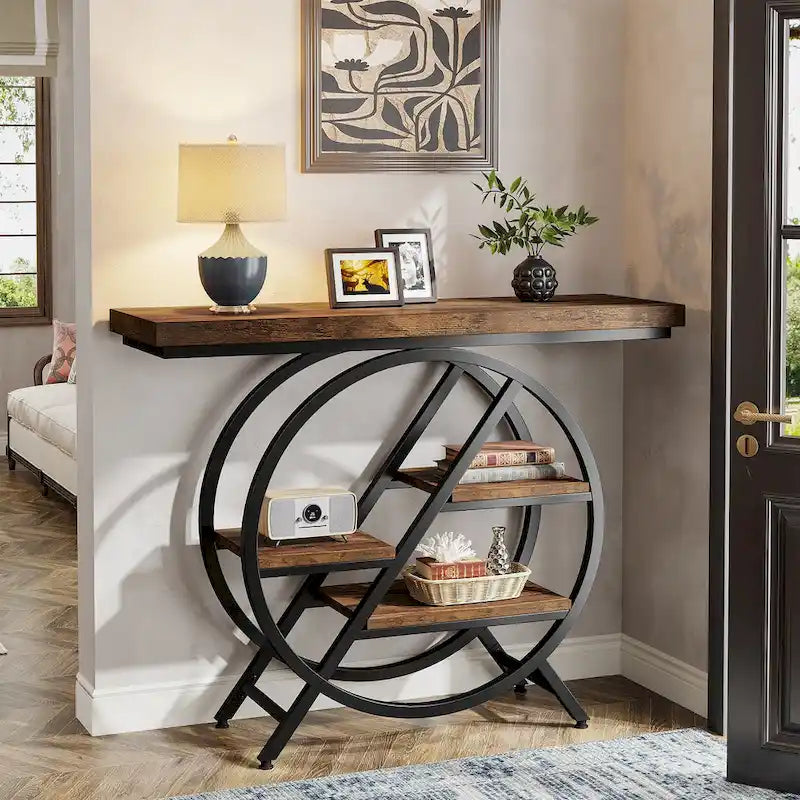 39.4-Inch Console Table, 4- Tier Industrial Entryway Table