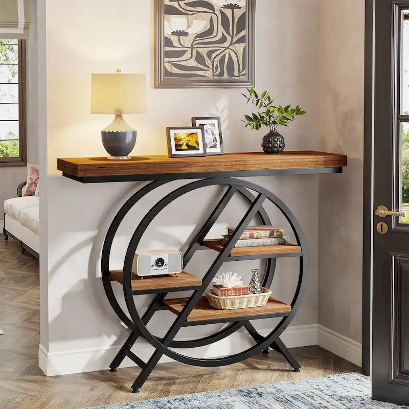 Console de 100 cm (39,4 pouces), table d'entrée industrielle à 4 niveaux