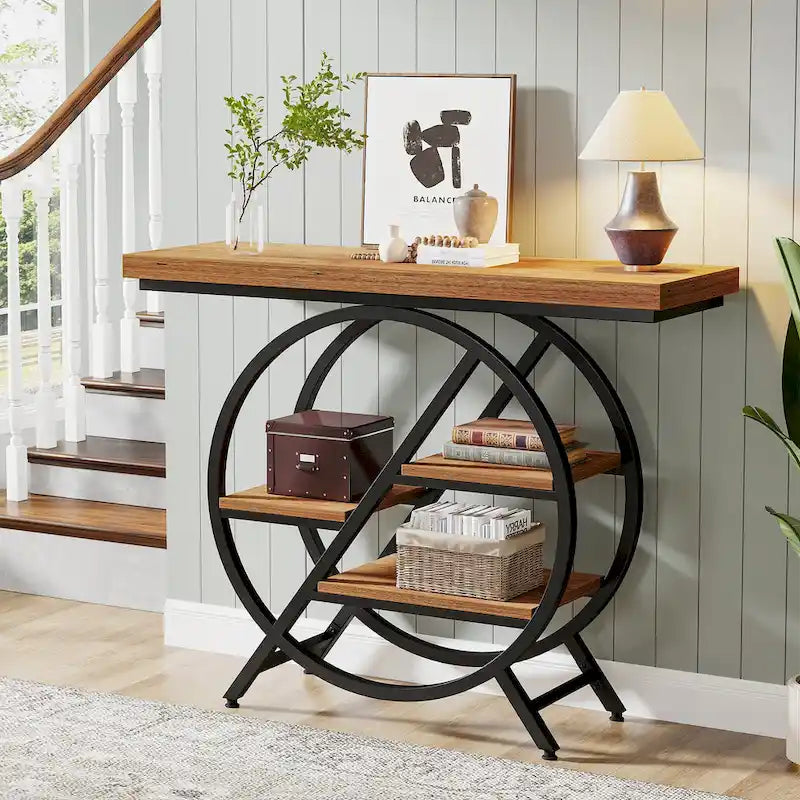 Console de 100 cm (39,4 pouces), table d'entrée industrielle à 4 niveaux
