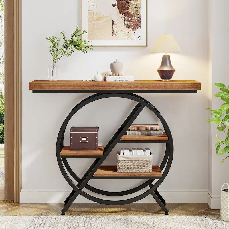 Console de 100 cm (39,4 pouces), table d'entrée industrielle à 4 niveaux