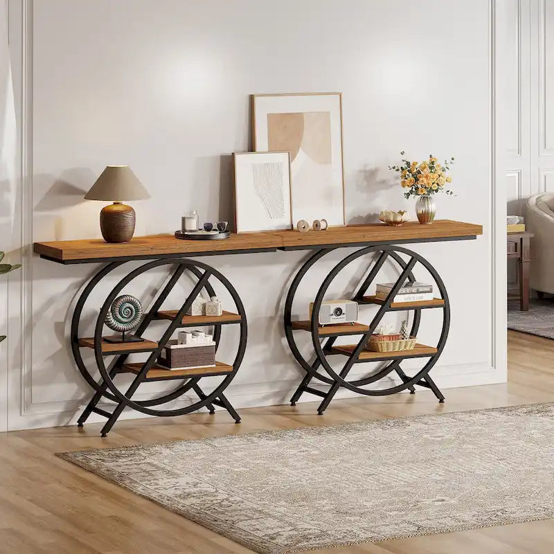 Console de 100 cm (39,4 pouces), table d'entrée industrielle à 4 niveaux