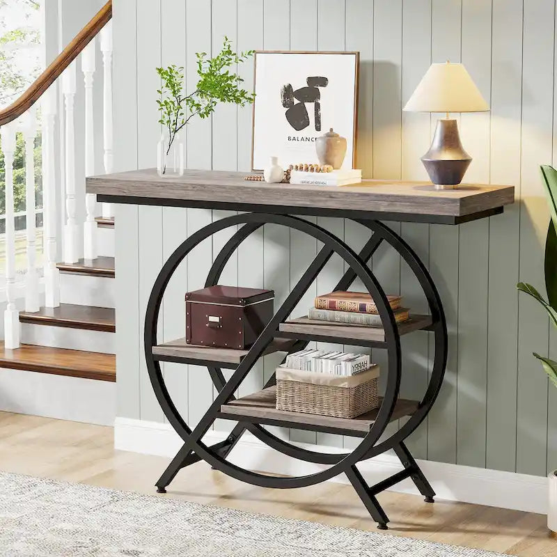 Console de 100 cm (39,4 pouces), table d'entrée industrielle à 4 niveaux
