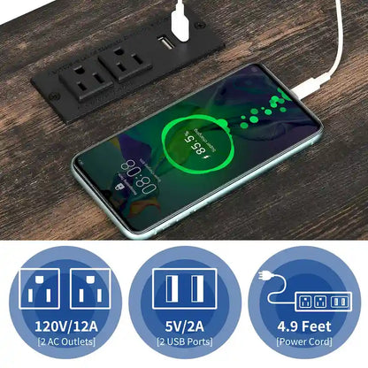 Ensemble de 2 tables d'appoint Moasis avec tiroir et prise électrique, table de chevet avec éclairage LED et station de recharge