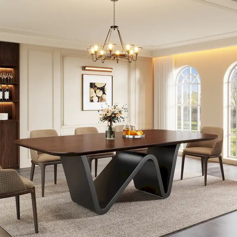 Table à manger moderne 79 pour 8 personnes, table rectangulaire, table de cuisine luxueuse blanche et dorée avec plateau en pierre frittée