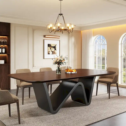 Table à manger moderne 79 pour 8 personnes, table rectangulaire, table de cuisine luxueuse blanche et dorée avec plateau en pierre frittée