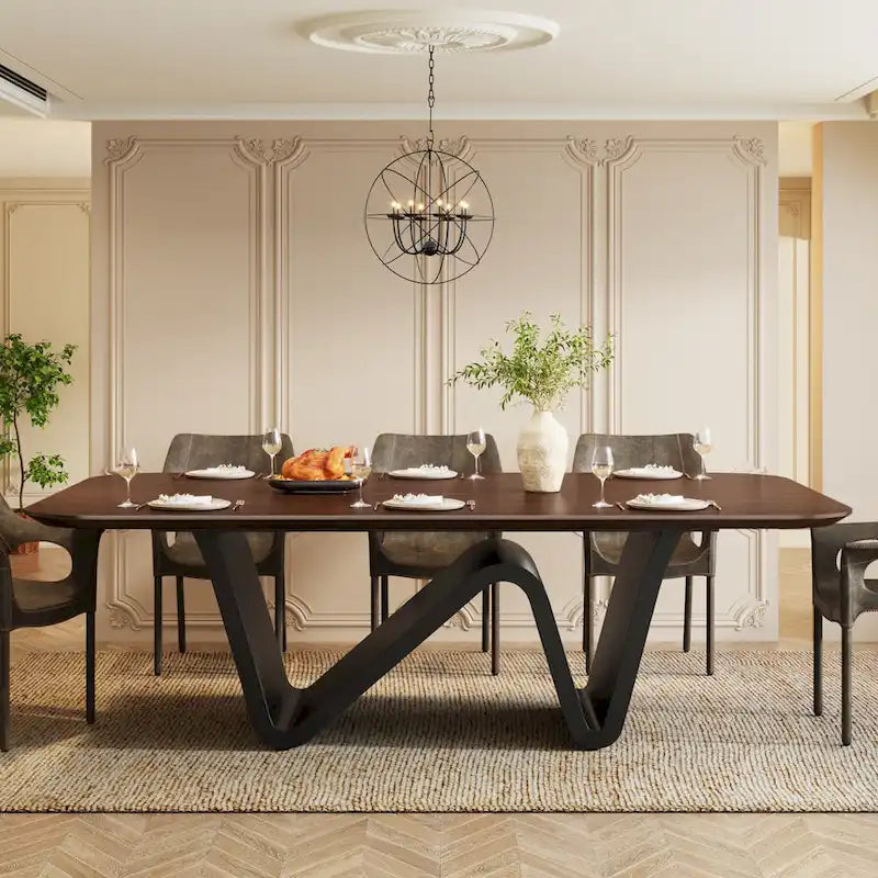 Table à manger moderne 79 pour 8 personnes, table rectangulaire, table de cuisine luxueuse blanche et dorée avec plateau en pierre frittée