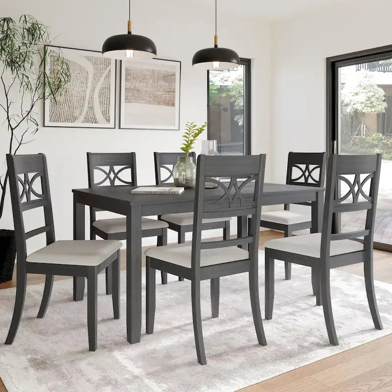 Ensemble de salle à manger en bois 7 pièces CraftPorch style moderne du milieu du siècle