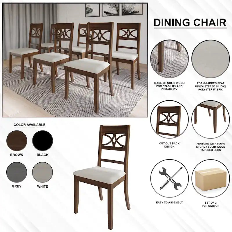 Ensemble de salle à manger en bois 7 pièces CraftPorch style moderne du milieu du siècle