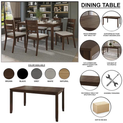 Ensemble de salle à manger en bois 7 pièces CraftPorch style moderne du milieu du siècle