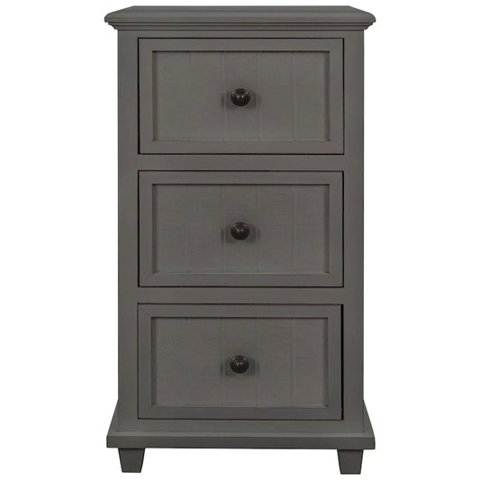 Vintage Gray Three Drawer Side Table