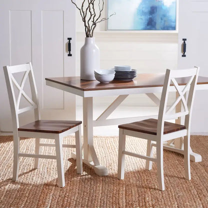 SAFAVIEH Concetta White/Natural Dining Chair - 17.5 W x 19.5 L x 37 H - 18W x 20D x 37H