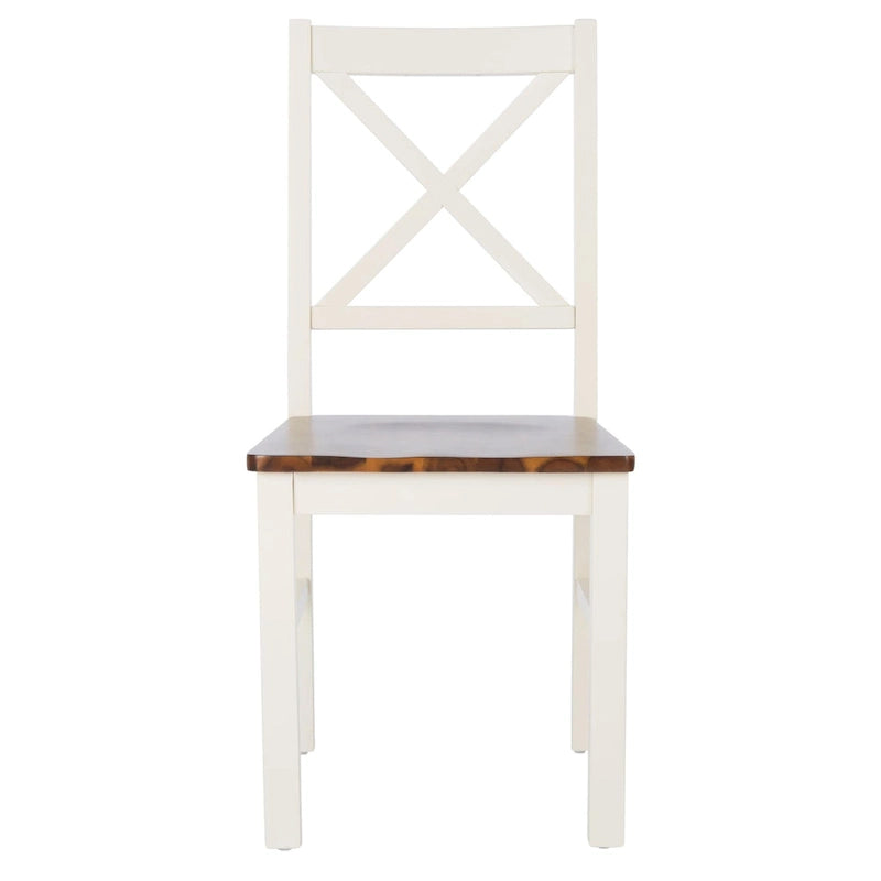 Chaise de salle à manger SAFAVIEH Concetta Blanc/Naturel - 44,5 cm L x 49,5 cm P x 94 cm H - 45,7 cm L x 50,8 cm P x 94 cm H