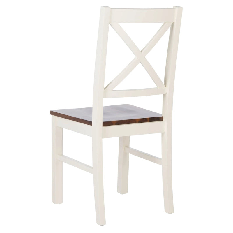 Chaise de salle à manger SAFAVIEH Concetta Blanc/Naturel - 44,5 cm L x 49,5 cm P x 94 cm H - 45,7 cm L x 50,8 cm P x 94 cm H
