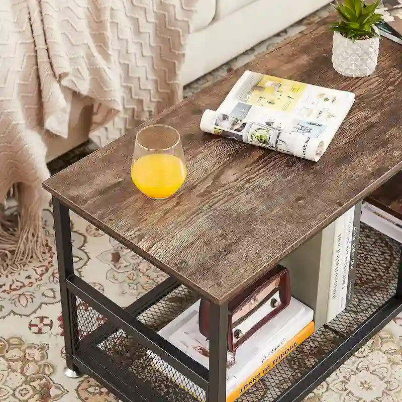 Tables de chevet modernes Taomika, table basse, ensembles de tables basses, 5 options, marron