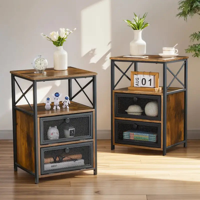 Tables de chevet modernes Taomika, table basse, ensembles de tables basses, 5 options, marron