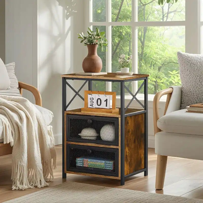 Tables de chevet modernes Taomika, table basse, ensembles de tables basses, 5 options, marron