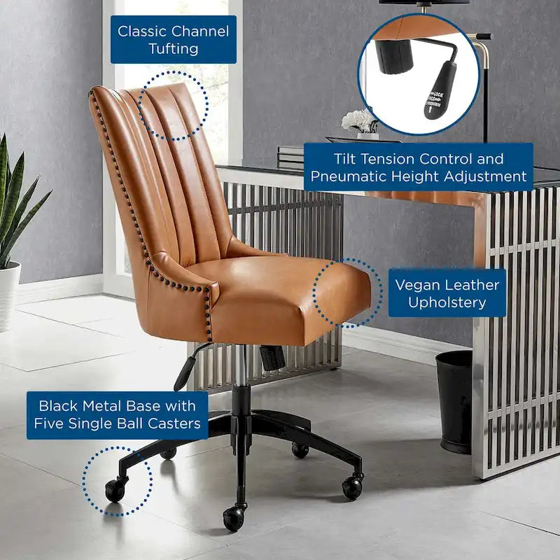 Fauteuil de bureau Empower Channel en cuir végétalien capitonné