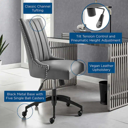 Fauteuil de bureau Empower Channel en cuir végétalien capitonné