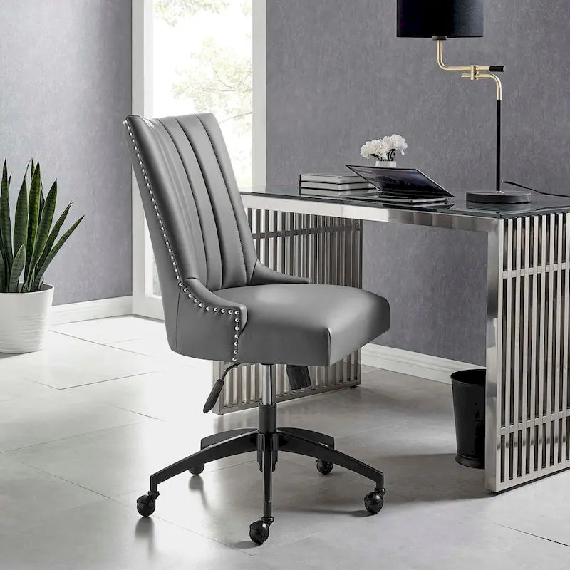 Fauteuil de bureau Empower Channel en cuir végétalien capitonné