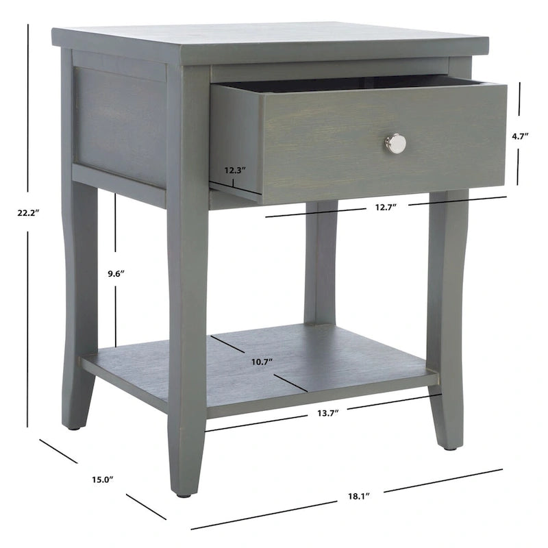 Table de chevet SAFAVIEH Martina avec tiroir de rangement (entièrement assemblée) - 46 x 38 x 56 cm - 46 x 38 x 56 cm