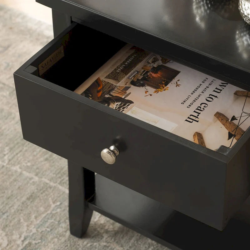 Table de chevet SAFAVIEH Martina avec tiroir de rangement (entièrement assemblée) - 46 x 38 x 56 cm - 46 x 38 x 56 cm