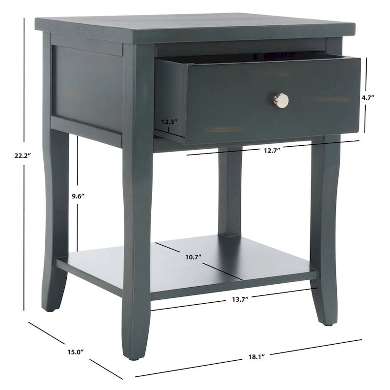 Table de chevet SAFAVIEH Martina avec tiroir de rangement (entièrement assemblée) - 46 x 38 x 56 cm - 46 x 38 x 56 cm