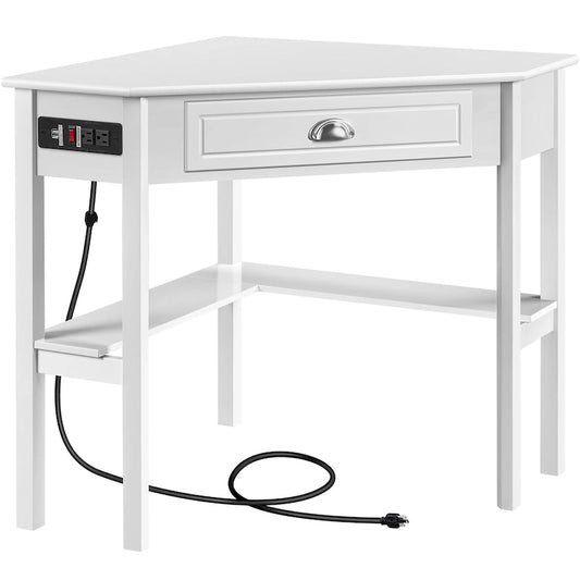 Yaheetech L Shaped Corner Computer Desk with Power Outlets