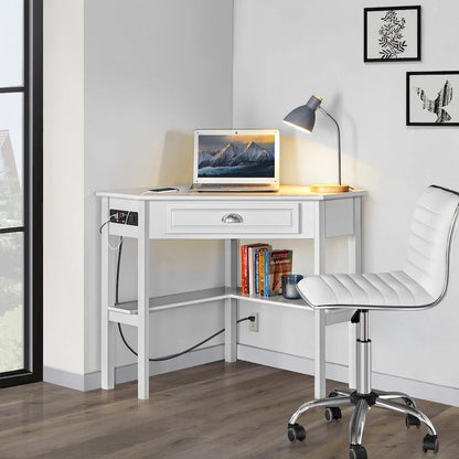 Bureau d'angle en forme de L Yaheetech avec prises électriques