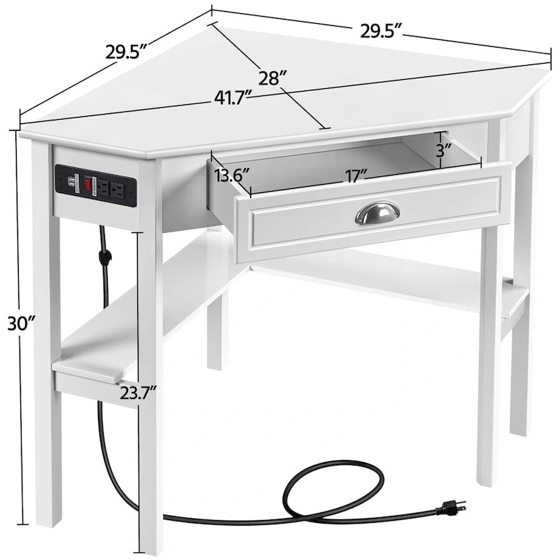 Bureau d'angle en forme de L Yaheetech avec prises électriques