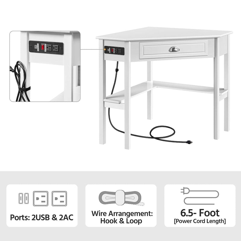 Bureau d'angle en forme de L Yaheetech avec prises électriques