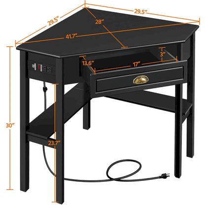 Bureau d'angle en forme de L Yaheetech avec prises électriques