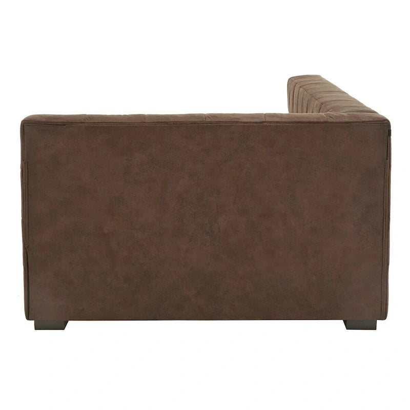 Chaise longue Basingstoke Brown en microfibre, taille simple, par iNSPIRE Q Modern