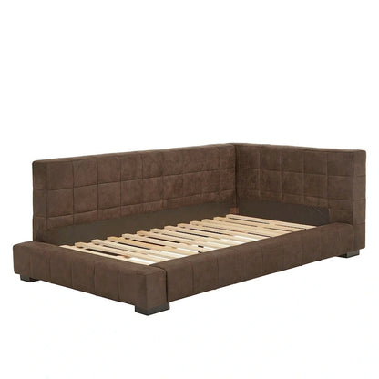 Chaise longue Basingstoke Brown en microfibre, taille simple, par iNSPIRE Q Modern