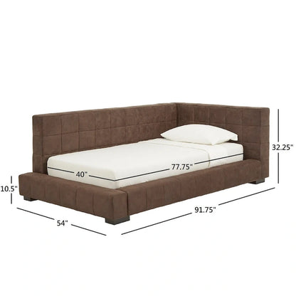 Chaise longue Basingstoke Brown en microfibre, taille simple, par iNSPIRE Q Modern